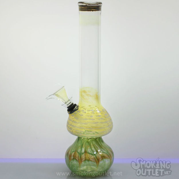 Downstem Perc, Beaker Style Two Tone Feathered Bong