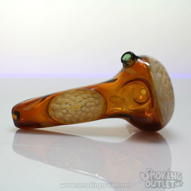 Hand Pipe-Brown Chrysanthemum with Deep Bowl Glass Spoon Pipe