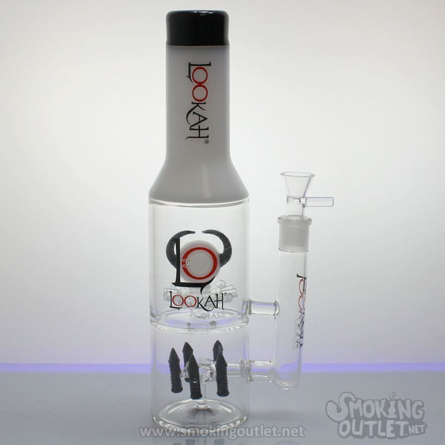 5-Bullet and Showerhead Perc, Double Chamber Lookah Glass Milk Bottle Water Pipe
