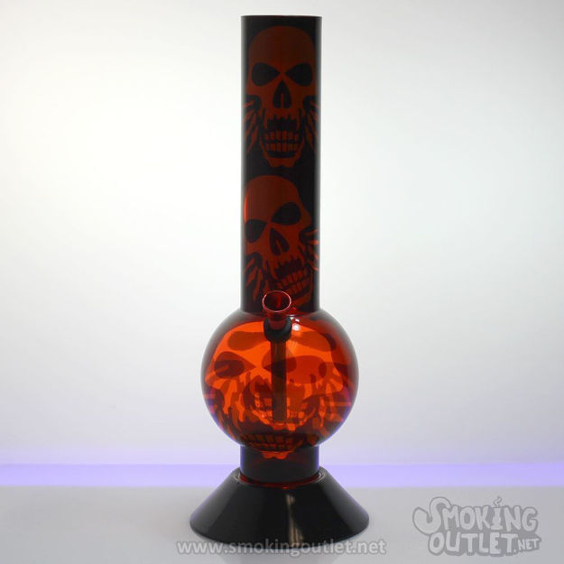 Downstem Perc, Orange Skull Acrylic Bong