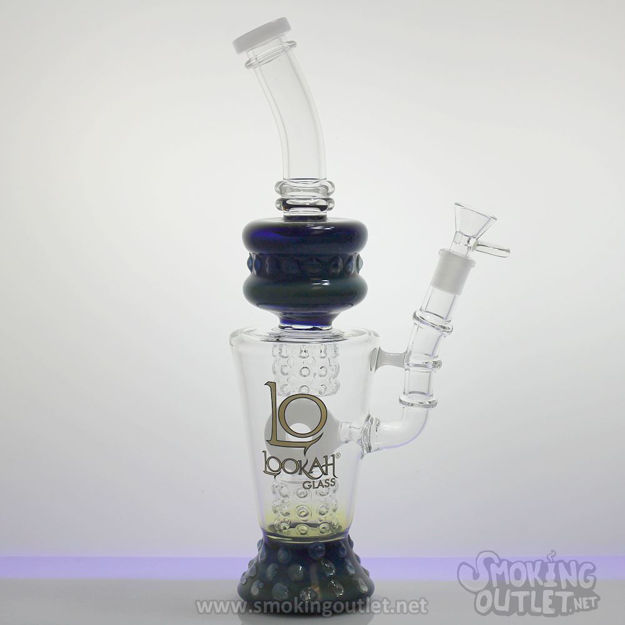 Double Cylinder and Doughnut Perc, Single Chamber Lookah Glass Abalone Bong