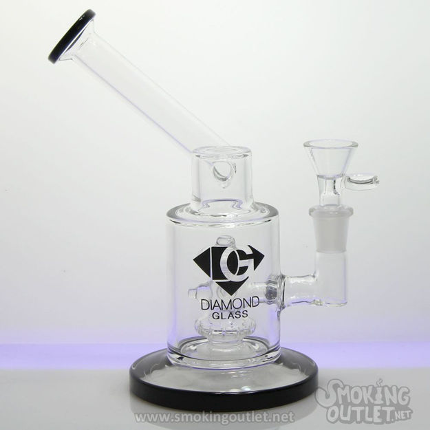 Showerhead Perc, Bent Neck Diamond Glass Ornamented Perc Water Pipe