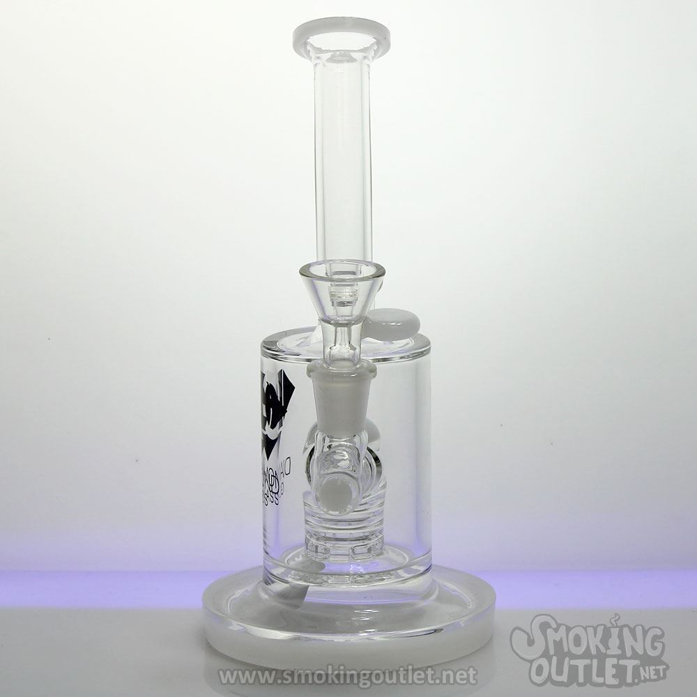 Cylinder Perc, Bent Neck Diamond Glass Water Pipe Smoking Outlet