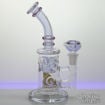 Inverted Showerhead and Swiss Perc, Bent Neck Diamond Glass Water Pipe