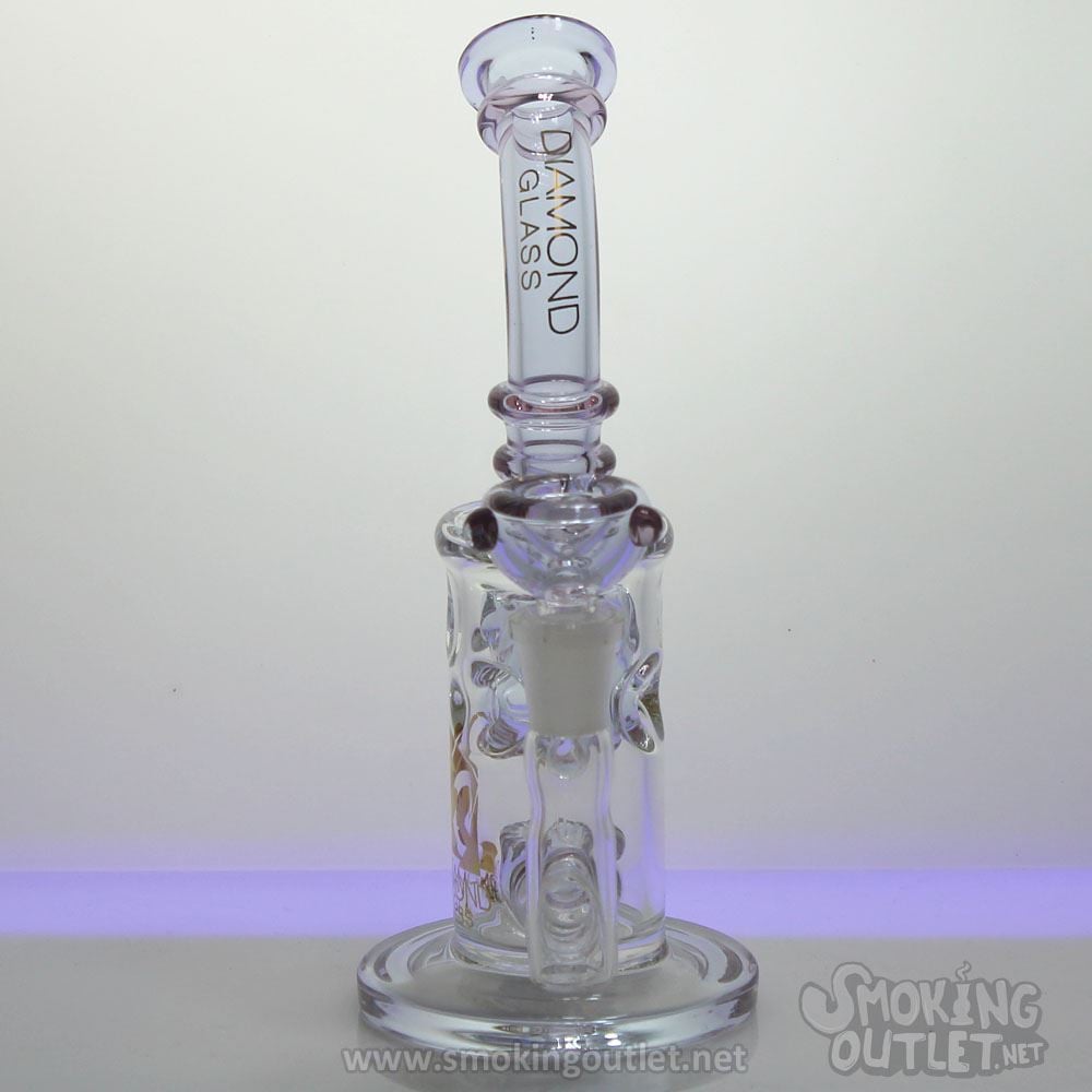 Inverted Showerhead and Swiss Perc, Bent Neck Diamond Glass Water Pipe Smoking Outlet