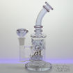 Inverted Showerhead and Swiss Perc, Bent Neck Diamond Glass Water Pipe