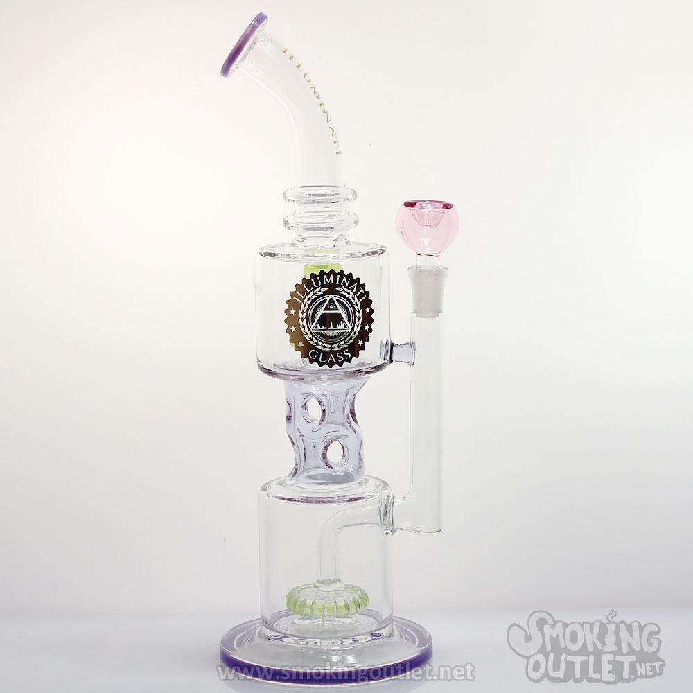 Showerhead, Swiss, and Dome Perc, Illuminati Glass Double Chamber Water Pipe Smoking Outlet