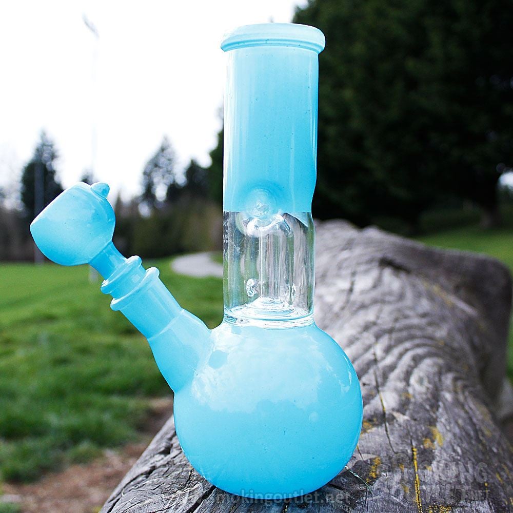 Baby Blue Mini Bong w/ Ghost Perc and Ice Pinch | Smoking Outlet