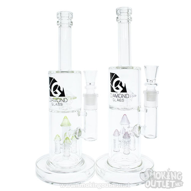 4-Bullet and UFO Perc, Double Chamber Bong by Diamond Glass