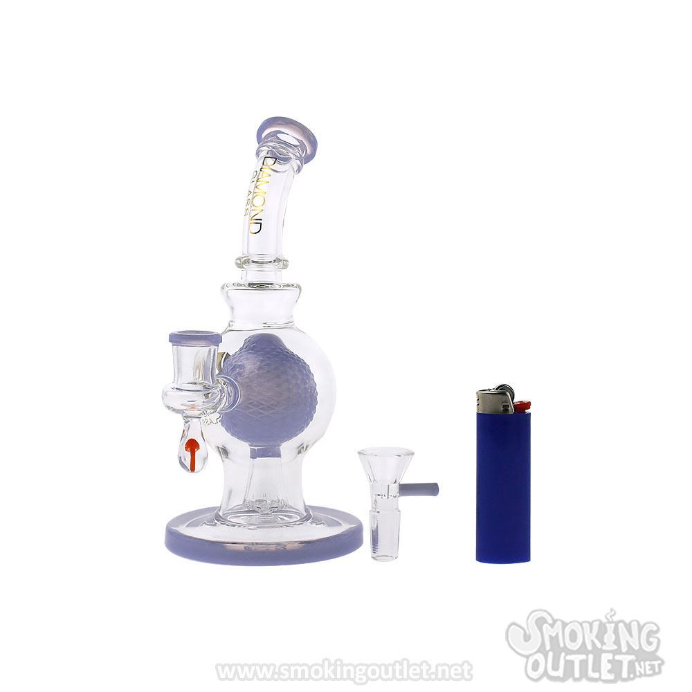 Compact Elegant Treasure Water Pipe by Diamond Glass Smoking Outlet