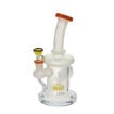 8" Tattoo Glass water pipe with frosted etching, leaf design, and showerhead perc.
