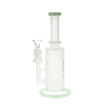9" Frosted water pipe with etching, mint green accents, and showerhead perc. Side view.