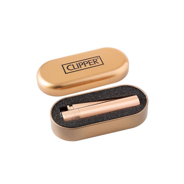 CLIPPER – Rose Gold Butane Lighter & Case