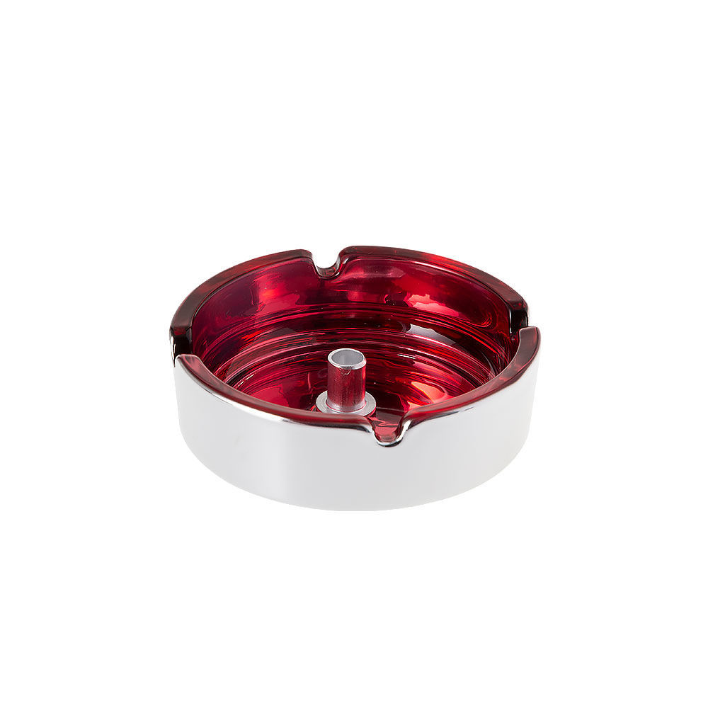 Chrome Glass Ashtray w/ Snuffer Smoking Outlet