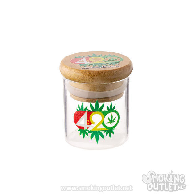 420 Small Glass & Bamboo Stash Jar