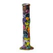 13" silicone straight tube water pipe with colorful graffiti print. Back view.