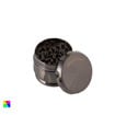 Slate gray 4-piece Sharpstone drum grinder, lid open.
