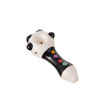 Panda ceramic spoon pipe with multicolored dots. Back view.
