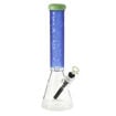 14" Cali Cloudx beaker bong with gear-patterned etching and blue neck.