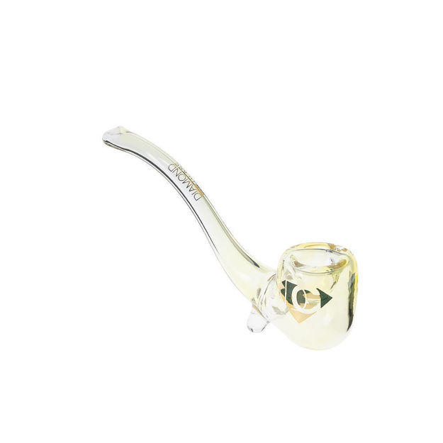 Fumed sherlock pipe with gold Diamond Glass logos.