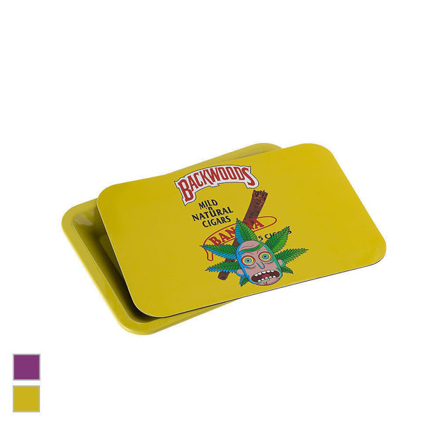 Yellow Rick & Morty Rolling Tray with Magnetic Cover by Backwoods