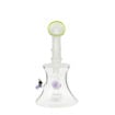 7" Water pipe with frosted honeycomb pattern, bee, and showerhead perc. Back view.