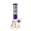 12" Frosted beaker bong with chromatic outer space design.