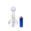 Diamond Glass dab rig with ball chamber, barrel perc, and blue accents. Front view.