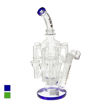 13" Tsunami Glass dab rig with 8 recycler arms, matrix perc & blue accents