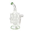 13" Tsunami Glass dab rig with 8 recycler arms, matrix perc & green accents