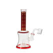 Dab pipe with showerhead perc, flat top banger nail. Red and gold side view