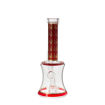Dab pipe with showerhead perc, flat top banger nail. Red and gold back view