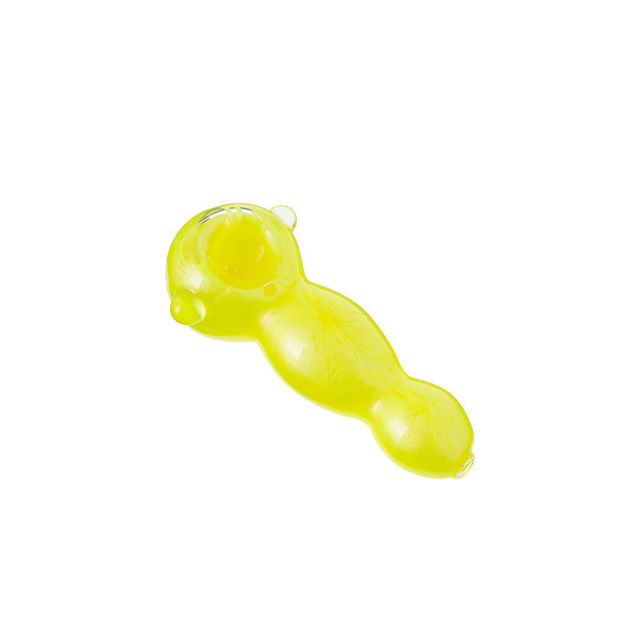 Neon yellow glycerin-filled spoon pipe