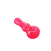 Neon pink glycerin-filled spoon pipe. Back view.