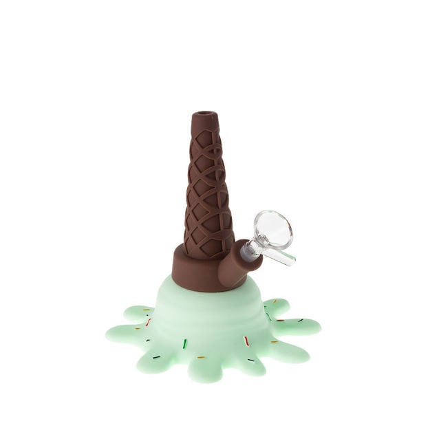 Mint green silicone dropped ice cream cone bong