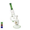 14" Tsunami Glass microscope bong with rocket perc and green accents.