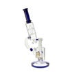 14" Tsunami Glass microscope bong with rocket perc and blue accents.