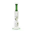 14" Tsunami Glass microscope bong with rocket perc and green accents. Back view.