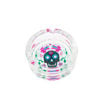 Glass ashtray with colorful skull design