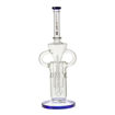 Tsunami Glass dab rig with showerhead perc, recyclers & blue accents. Back view.