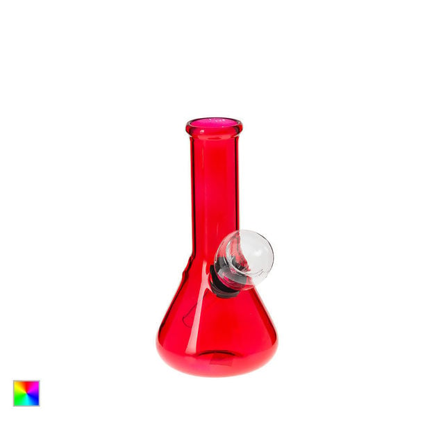 5" Red bubbler pipe with beaker body and plugged bowl stem