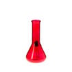 5" Red bubbler pipe with beaker body and plugged bowl stem. Back view.