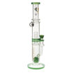 Diamond Glass 16" bong with drum perc, ratchet perc & green accents.