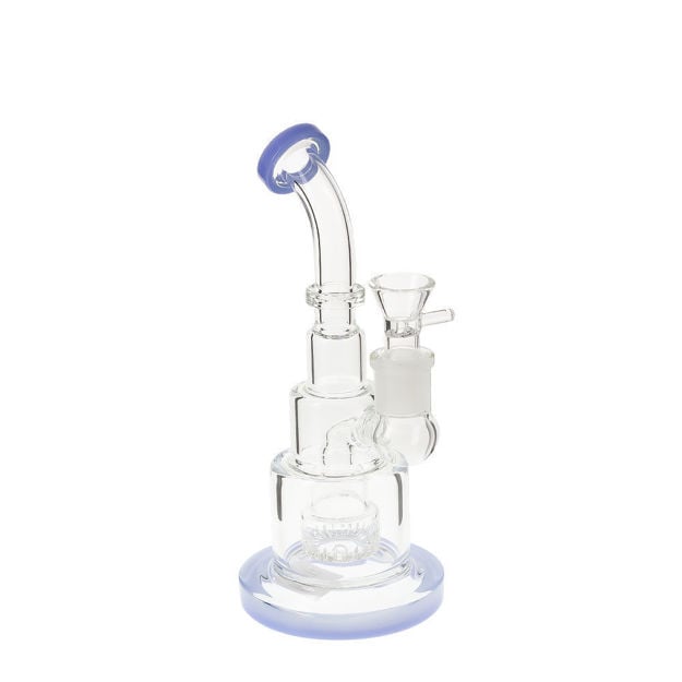 9" Water pipe with stacked chamber, showerhead perc & blue accents.