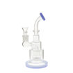 9" Water pipe with stacked chamber, showerhead perc & blue accents. Side view.
