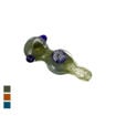 Green frit glass spoon pipe with blue flower marble