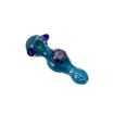 Blue frit glass spoon pipe with blue flower marble