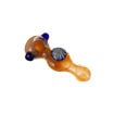 Orange frit glass spoon pipe with blue flower marble