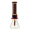 13" Cheech Glass beaker bong with patterned neck and talon design. Back view.