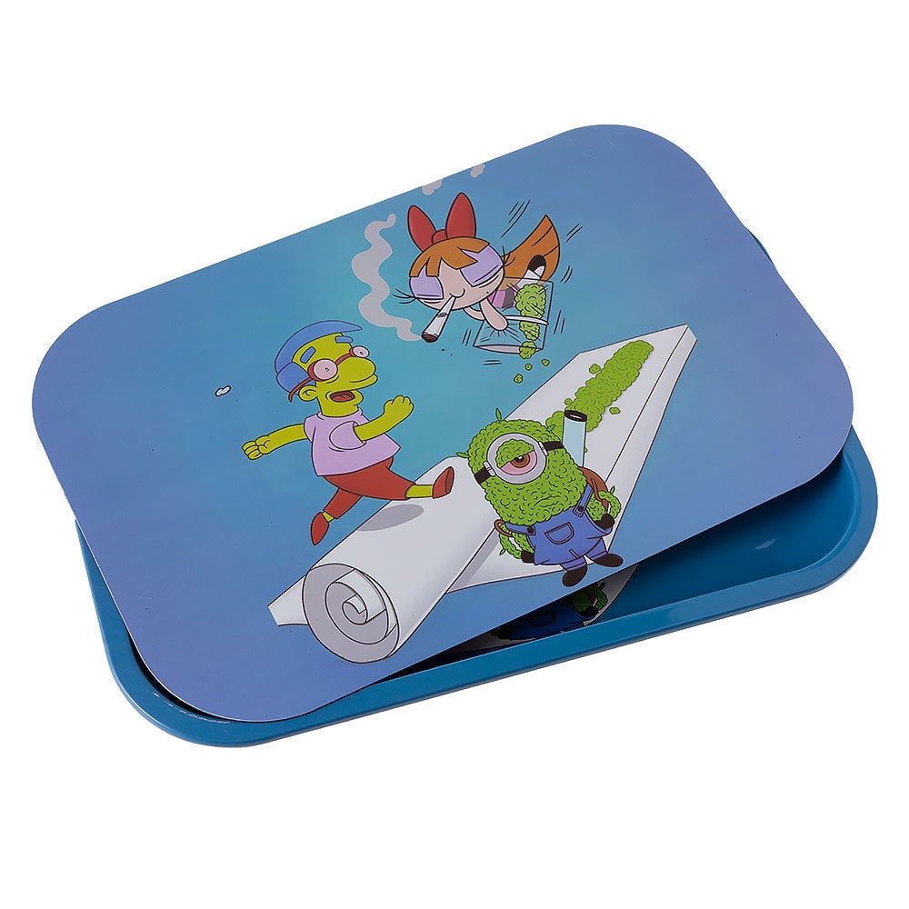Large Cartoons Rolling Tray With Lid Smoking Outlet